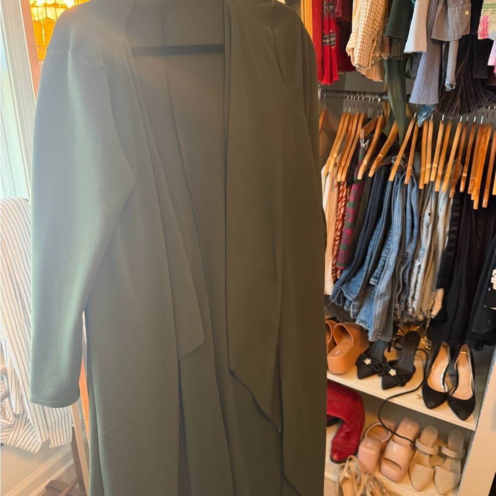 Boohoo Dark Green Trench Coat